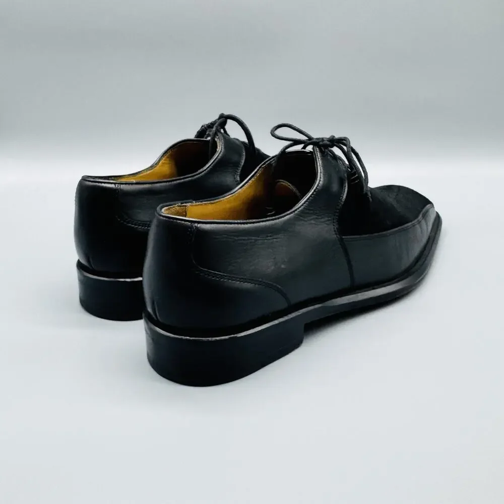 Mezlan Shoes Mens 8 Black Leather Suede Redford Oxford Lace Up Dress Italy